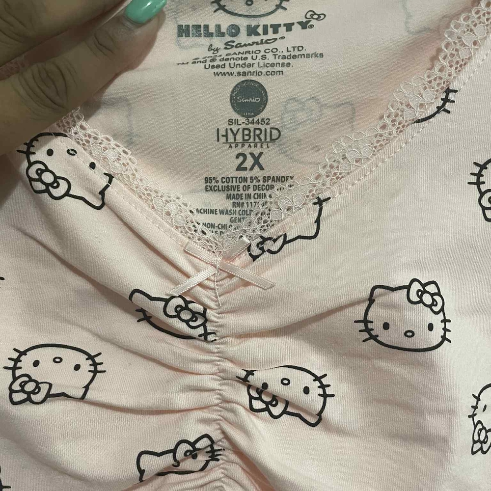 Hello Kitty Pink Lace Trim Pajama Top